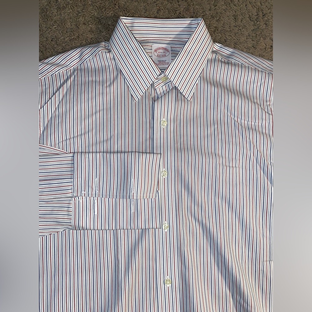 Brooks Brothers Regular Fit Suprima Cotton Button Up Down French Cuff Dress Shir